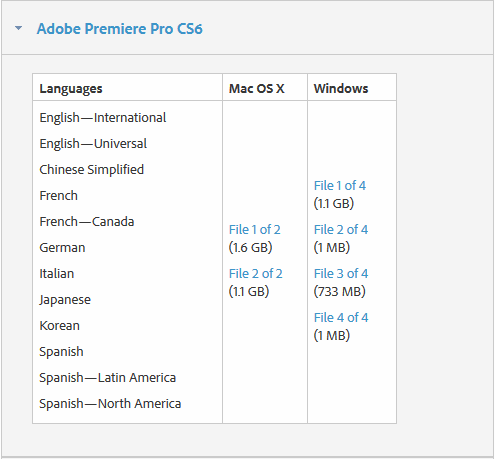 Adobe CS6 Download Page