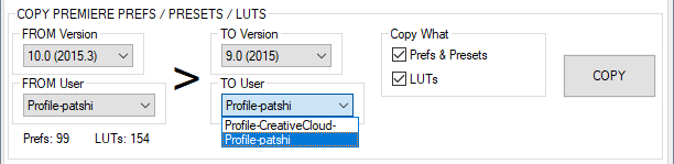 copy Premiere Preferences and LUTs